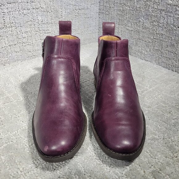Ugg Aureo Women's Size 6M US Purple Leather Side Zip Ankle Boots 1098314 - Picture 2 of 9